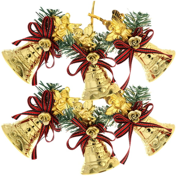 FOMIYES Golden Christmas Bell Hanging Ornament for Decor Made from Plastic Suitable for Indoor and Outdoor Use 6pcs