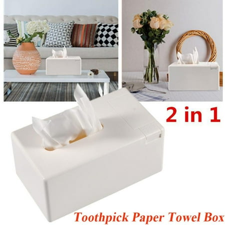 Cover Dispenser - VBESTLIFE Facial Tissue Box Cover Holder with Toothpick Dispenser, White