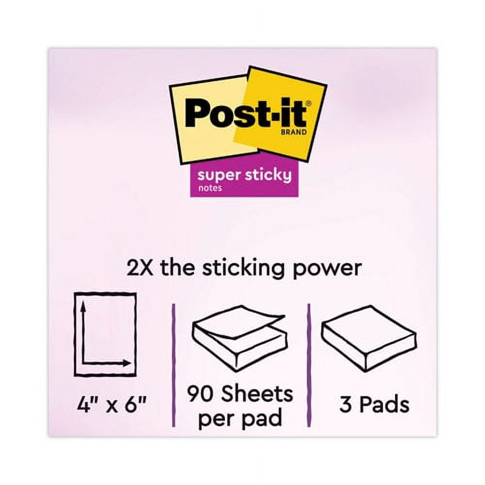 Pads in Energy Boost Collection Colors, Note Ruled, 4" x 6", 90 Sheets/Pad, 3 Pads/Pack | Bundle of 10 Packs