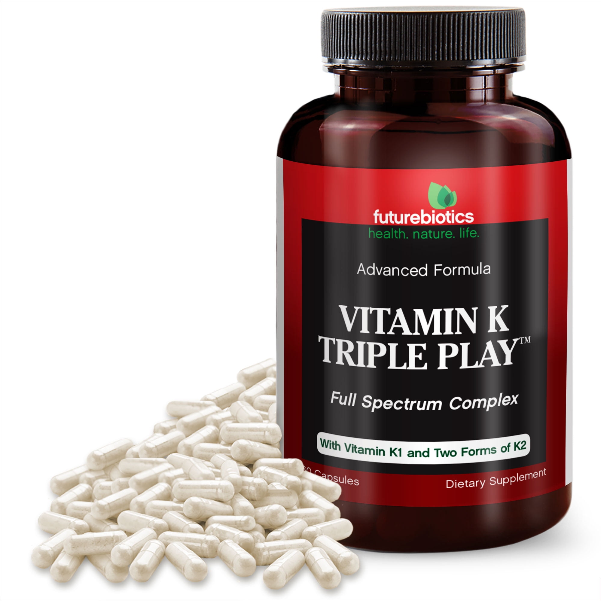 Vitamin Triple Play (Vitamin K2 MK7 Vitamin K2 MK4 / Vitamin K1) Full Spectrum Complex, 60 Capsules -