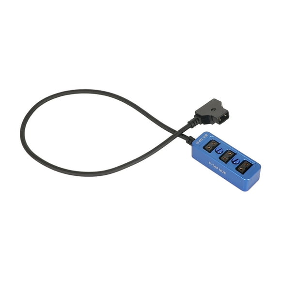 Lanxri Male D-Tap B Type To 3-Port Female D-Tap P-Tap Hub Adapter Splitter With Ronin 2 Thread Screw For Photography Power (Blue)