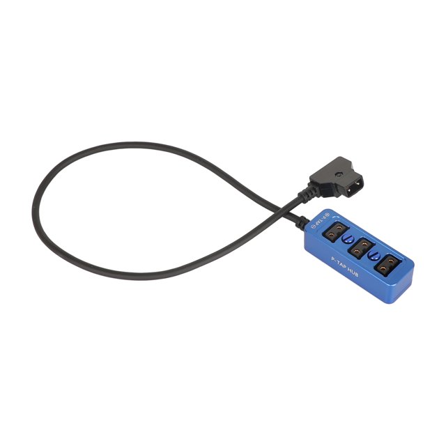 Lanxri Male D-Tap B Type To 3-Port Female D-Tap P-Tap Hub Adapter Splitter With Ronin 2 Thread Screw For Photography Power (Blue)