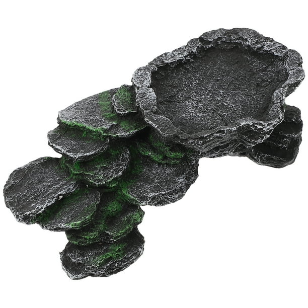 KAKOWELY Plataforma de descanso para tortugas Hábitat de tortugas de resina Cueva de escondite para reptiles Plataforma de descanso de resina