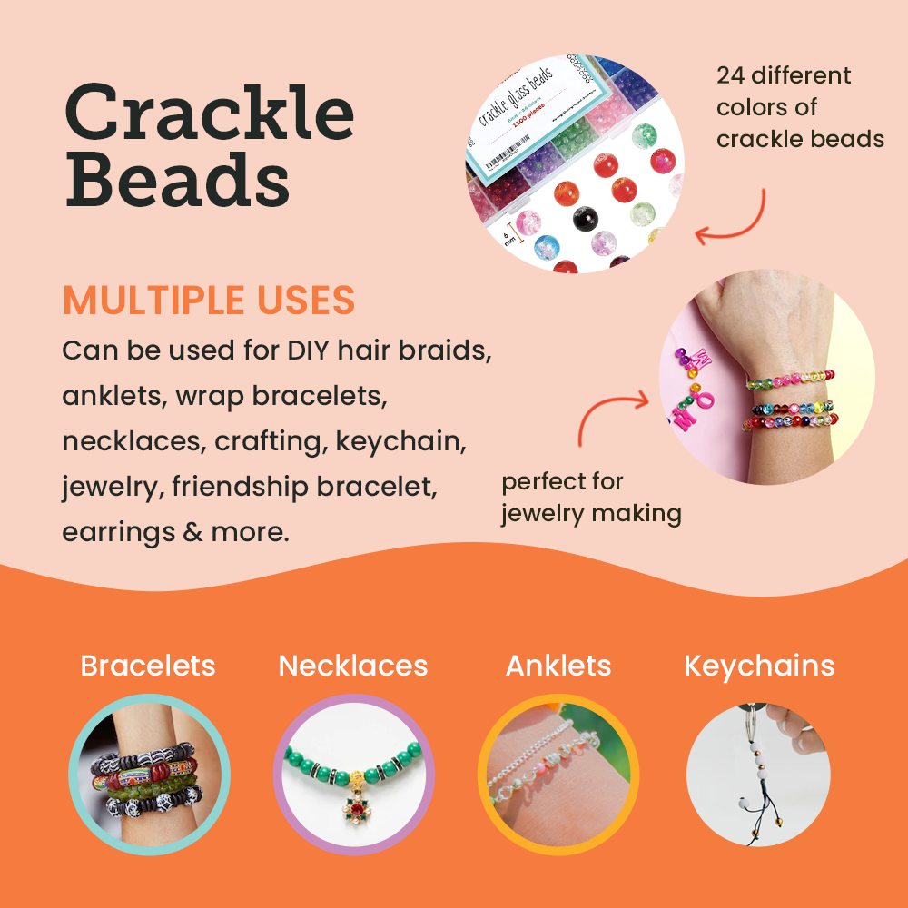 Incraftables Crackle Glass Beads 1100-Piece Jewelry Kit photo 2