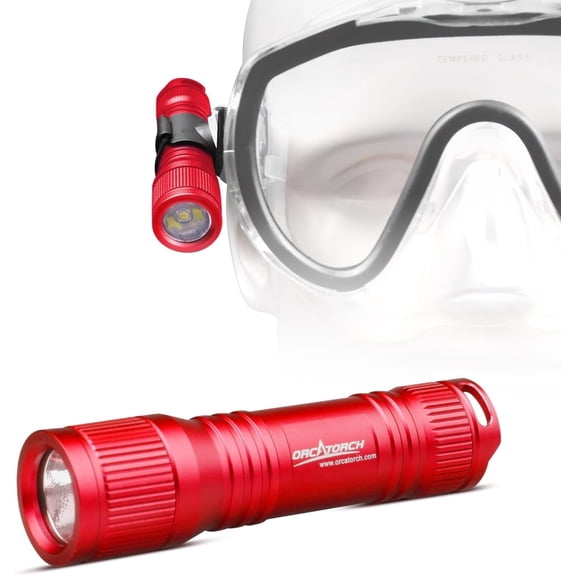 ORCATORCH D560 Mini Scuba Dive 650 Lumen Headlamp with 360 Degree Rotatable Mask Clip
