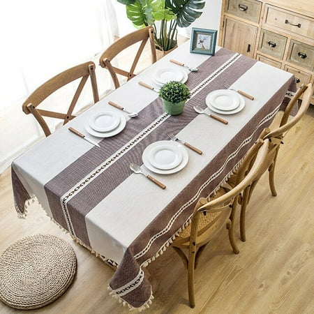 

UMMH Plaid Decorative Linen Tablecloth With Tassel Waterproof Thicken Rectangular Wedding Dining Table Cover Tea Table Cloth