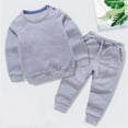 thumbnail image 2 of JSGEK Toddler Newborn Baby Boy Outfit Solid Color Long Sleeve Crewneck Sweatshirts Pants Clothes Set Infant Boys Fall Winter 2PCS Gray,Months, 2 of 8