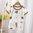 thumbnail image 2 of felwors Kids Summer Pajamas Boys Toddler Animal Pajamas Boys Girls Kids Cool Short Summer Snug fit Pjs Set 2pcs(Z03-Brown,12-18 Months), 2 of 6