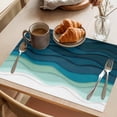 thumbnail image 3 of Abstract Placemats Set of 12, Water Duck Green Gradient Ocean Waves Non-Slip Place Mats Washable Table Mats for Kitchen Dining Table Decorations Indoor/Outdoor, 3 of 9