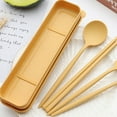 thumbnail image 5 of XKHBDL 4 Sets Wheat Straw Portable Knife Fork Spoons Tableware, Reusable Travel Utensils Set with Case, Eco-Friendly BPA Free Cutlery for Kids Adults Picnic Camping Utensils, 5 of 6