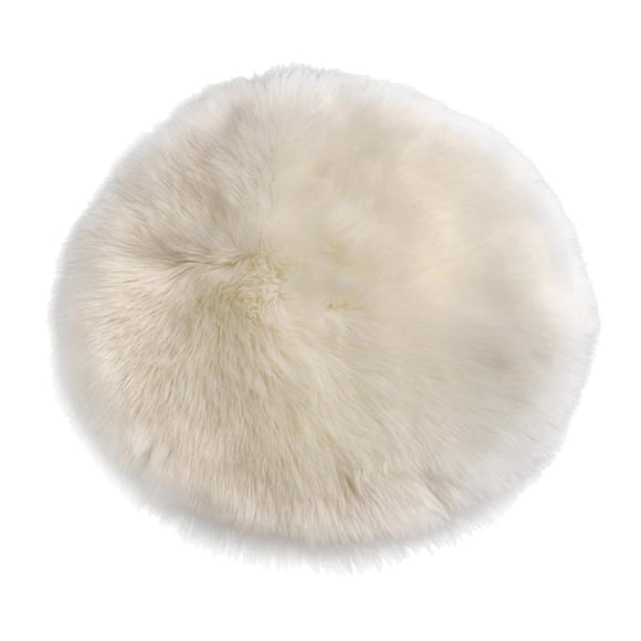 GROWTH TANK Round Seat Cushion, Sheepskin Rug, Faux , Decorative , Chair Cushion, Seat White 30cm