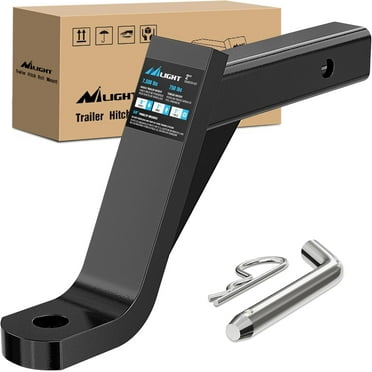Nilight Trailer Hitch Ball Mount with 5/8" Hitch Pin Clip Fits 2 Inch Receiver Square 7500 lbs 8" Drop 7” Rise 1” Hole Gloss Black Powder Coat, 2 Years Warranty