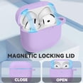 thumbnail image 3 of Funda de Silicona Suave para AirPods 4 de 2024 con Cierre Magnético y Kit de Limpieza Incluye Llavero para Hombres y Mujeres en Color Morado, 3 of 7