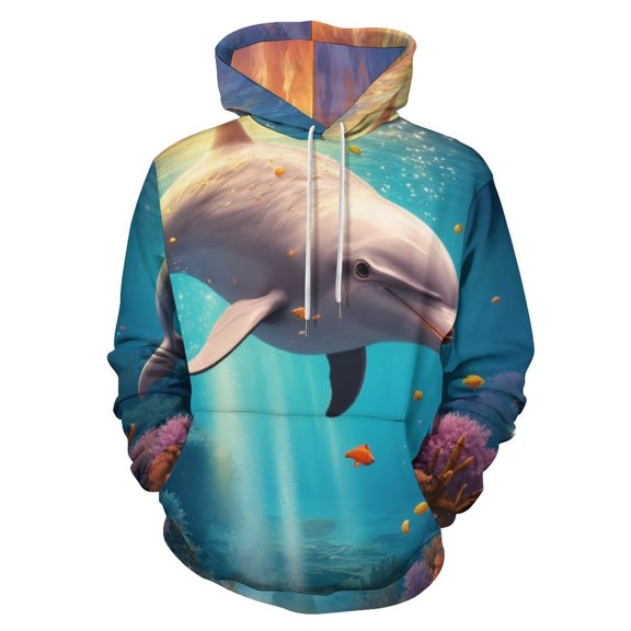 Underwater Dolphin Adventure 3d Sweatshirts Hoodie Fashion Casual Personality Men's Women Street Hoodie Pullovers Long Sleeve Comfortable Top