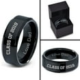 thumbnail image 4 of Tungsten Graduating Class Of 2019 Engraved Love Dad Band Ring 8mm Men Women Comfort Fit Black Beveled Edge Polished, 4 of 4