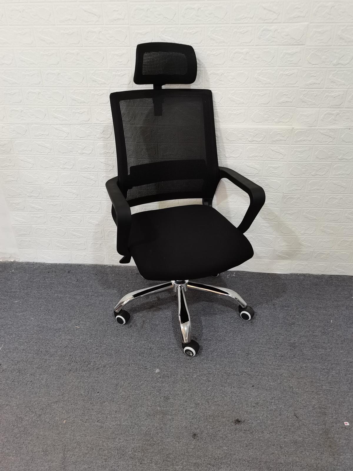 Ergonomic Mesh Office Chair, High Back Desk Chair - Adjustable Headrest and Height, Fixed Armrest -  Tilt Function, Comfortable Back Support and Roller Wheels, Swivel Computer Task Chair - image 4 of 5