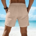 thumbnail image 5 of Nestiefly Men Linen Shorts Casual Summer Beach Shorts Loose Elastic Waist Drawstring Cargo Pants with Pockets 2026 Khaki L, 5 of 5