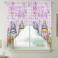 thumbnail image 2 of Easter Gnomes Bunnies Swag Curtains for Kitchen/Bedroom/Living Room, Spring Easter Eggs Floral Purple Plaid Scalloped Curtains 63 Inch Long, Window Swag Topper Curtains Valances 2 Panels Set 36"x63", 2 of 8