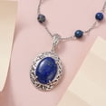 thumbnail image 2 of Shop LC Lapis Lazuli Oval Mix Stainless Steel Platinum Plated Necklace for Women Jewelry Gifts for Women Size 18" Ct 14.85  Boho Western Birthday Gifts, 2 of 9