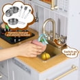 thumbnail image 6 of Pirecart Pretend Play Kitchen Set, Toddler Wooden Kids Kitchen Playset with Realistic Light & Sounds and Cooking Accessories,for Age 3+ Girl and Boys, White, 6 of 9