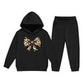thumbnail image 6 of fnnxnal Girls' Tracksuit Set 2-13 Years, 100% Polyester Hoodie & Jogger Pants, Casual Sporty Outfit with Leopard Print Bow, Black, Walmart Kids' Athletic Clothing Set,Size 2 T, 6 of 6
