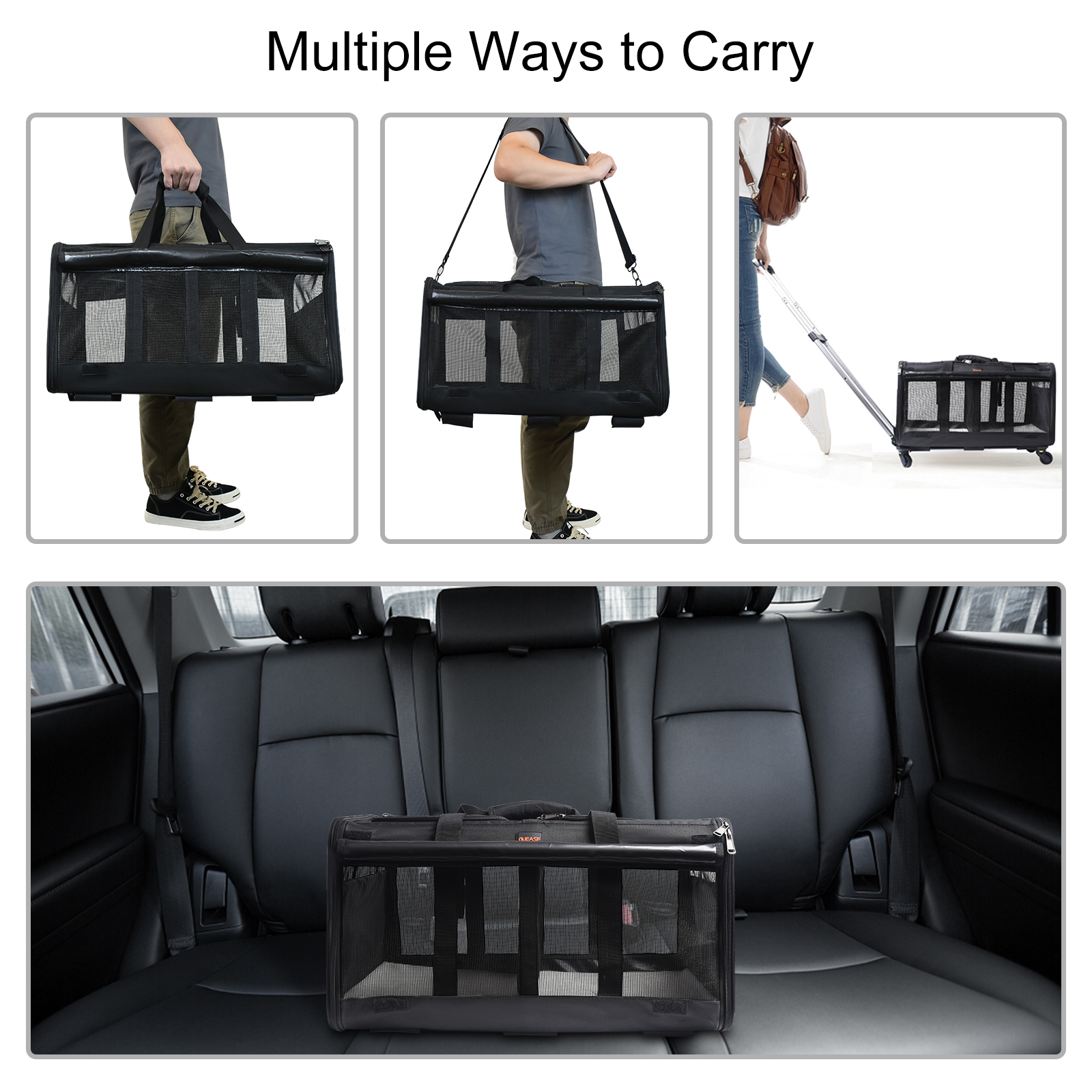 ELEGX Double-Compartment Pet Rolling Carrier with Wheels photo 7