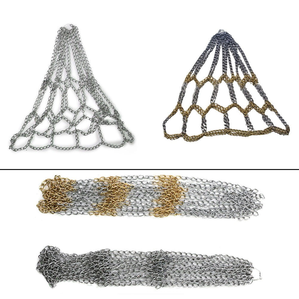 Metal Basketball Net Chain Netting Sports Rims Basket Frame Double Color Net Silver & Gold