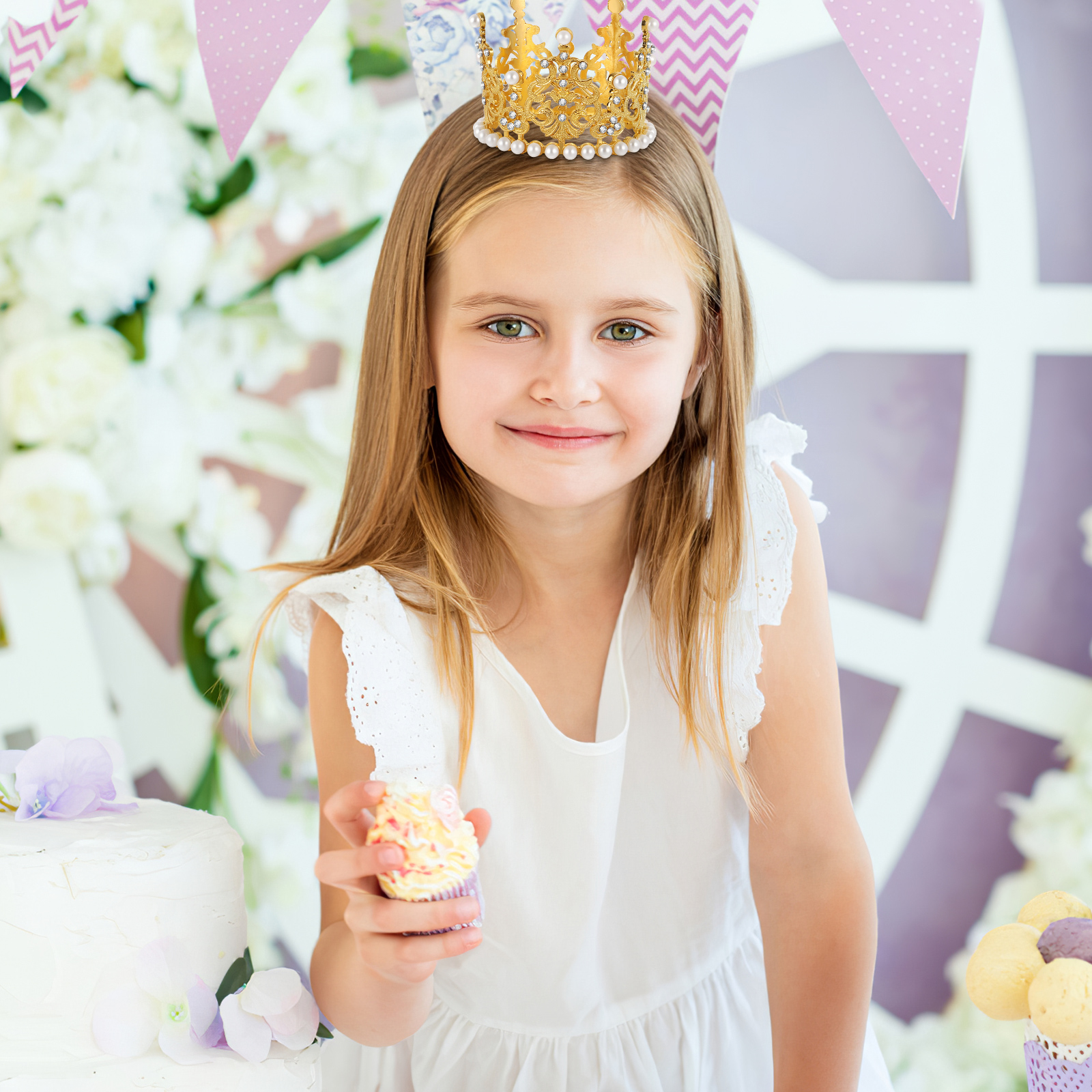 Frcolor Cake Topper Crowns Birthday Gold Mini Tiara Decoration