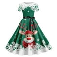 thumbnail image 1 of Wyzesi Longues Robes Formelles pour Femmes Robe Décontractée de Vacances pour Femmes Imprimée à Manches Courtes Pyjama de Noël Costume, 1 of 3