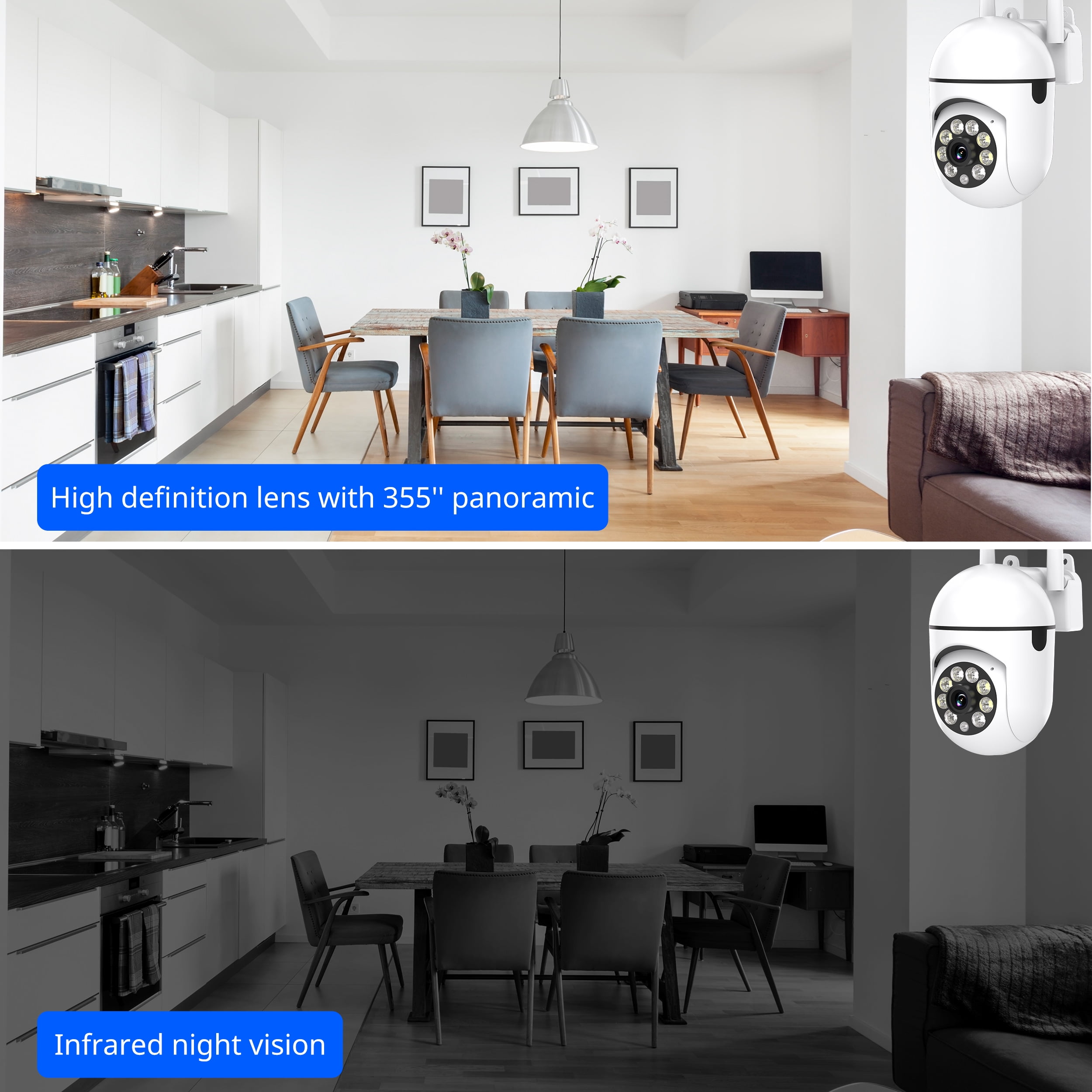 1080P Security Camera Outdoor 360° View Pan/Tilt Camera for Home Security Outside with Color Night Vision, Motion Detection, 2-Way Talk, 2.4GHz Wi-Fi, 4 Pack