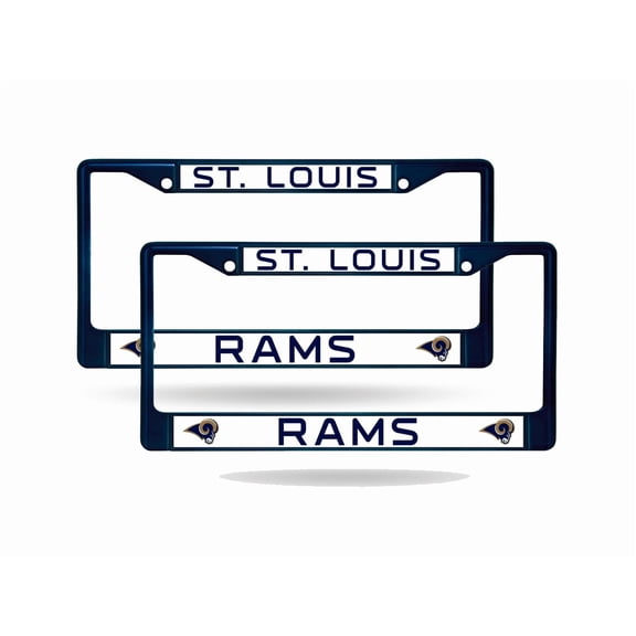 St Louis Football Rams Blue Painted Chrome Metal License Plate Frame - Set of 2 Frames