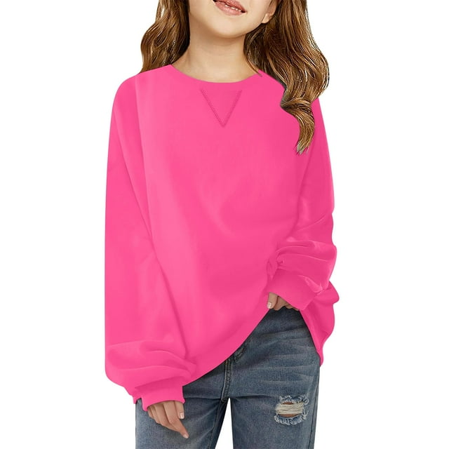 Hfolob Chandail en Molleton pour Filles, Chandail en Molleton Décontracté Surdimensionné à Col Rond, Chandail Confortable pour Usage Quotidien