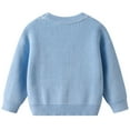 thumbnail image 6 of Bobifish Little Girls Light Blue Crew Neck Sweater Multi-Color Flower Applique Long Sleeve Sweaters Knitted Soft Cute Casual Kids Daily Pullover Top, 6 of 7