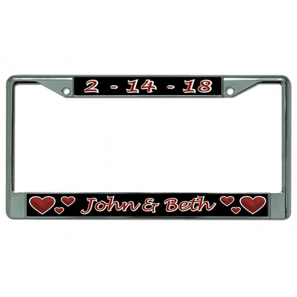 Names And Dates Custom Text Chrome License Plate Frame