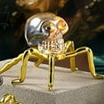 thumbnail image 2 of Handcrafted Glass Skull Sculpture with Golden Metal Foot - 4" Human Skull Decor for Halloween, Day of Dead, Gothic Home Office Gift for Adults, 2 of 9