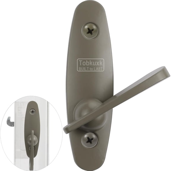 Thumb Latch for Sliding Door Lock Replacement, Heavy-Duty Zinc Alloy Gliding Door Lock Replacement Parts, Tribeca Style, w/Color-Matched Screws, Stone