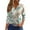Turquoise, variant on WTOBBY Women's Casual V-Neck Button Down Tee with 3/4 Sleeve, Daily Weekend Fashion Basic Tunic Top, Floral Print Henley Collar Regular Fit Shirt,Army Green L