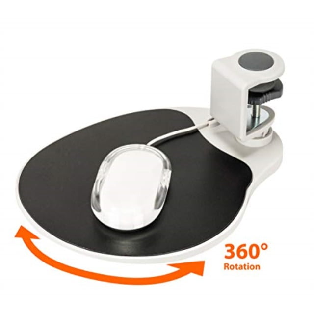 clamp on mouse platform under desk shelf rotating 360 degree