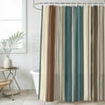 thumbnail image 4 of Teal Boho Stripes Bathroom Shower Curtains with 12 Hooks Polyester Waterproof Shower Curtain for Stalls Bathtubs Modern Bohemia Brown Beige Texture Decorative Bathroom Privacy Curtain 36x72 Inches, 4 of 9