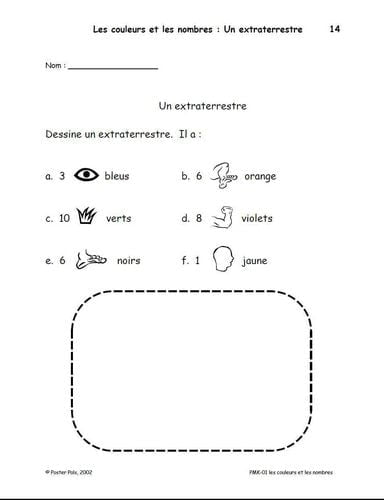 Matrices reproductibles pour le niveau primaire FLS/français Les couleurs et les nombres