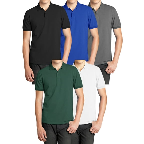 5-Pack Men's Comfort Pique Polo Shirt (S-5XL)