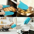 thumbnail image 2 of Unique Bargains Oven Mitts Heat Resistant Cooking Gloves Blue 7.9x5.7inch, 2 of 6