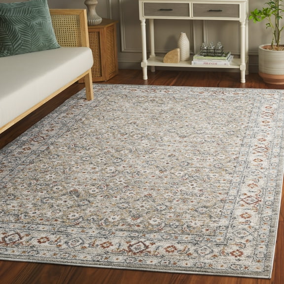 SAFAVIEH Avalon Jillian Floral Polyester Area Rug, Gray/Light Blue, 5'3" x 7'6"