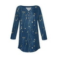 thumbnail image 4 of Xyxonk Summer Tops for Women 3/4 Sleeve Fashion Floral Printed Shirt Loose V-Neck Tunic Tops Summer Three Quarter Length T-Shirt Clothing Blusas Casuales De Mujer Bonitas Blue 2XL, 4 of 5