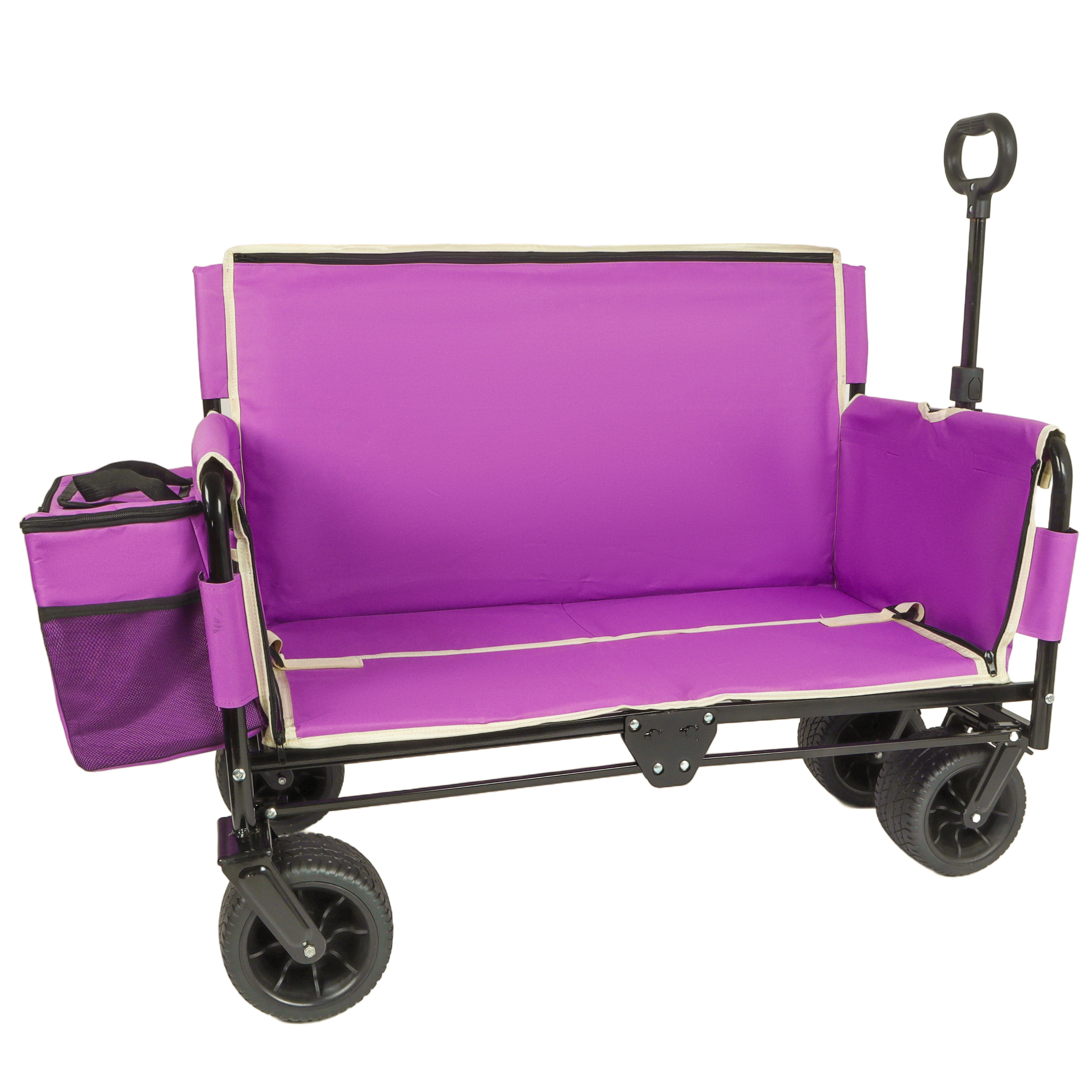 3-in-1 Folding Wagon Cart with Convertible Bench Seat & Storage, Patent Protected, 500lbs Heavy-Duty Utility Wagon with 1 Ice Pack, for Camping Beach Sports Garden