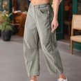 thumbnail image 5 of Huankd Women's Corduroy Barrel Pants Mid-Rise Elastic Waist Casual Cord Wide Legs Baggy Pant with Pockets Dark Gray XL, 5 of 8