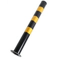 thumbnail image 1 of Heavy-Duty Cold Rolled Steel Safety Bollard Post - 29.5 Inches Height, 3 Inches Diameter, 5.1 Inches Base Diameter - Black and Yellow High-Visibility Warning Color with Rounded Edges for Parking, 1 of 6