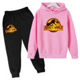 thumbnail image 5 of Ropa para niños de 3 a 12 años, estampado de dinosaurios de película, sudadera con capucha y pantalones de moda para niños y niñas, conjunto deportivo informal encantador de 2 piezas para correr, 5 of 5