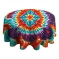 thumbnail image 4 of Colorful Tie Dye Pattern Round Tablecloth 60"x60",Wrinkle Wipeable Table Cloth for Kitchen Dining Room Picnic Patio Party, 4 of 6
