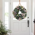 thumbnail image 4 of Cinvoph Artificial Eucalyptus Wreath with Flower Spring Party Door Wreath for Indoor Outdoor Holiday Front Porch Decor 14" Purple, 4 of 6